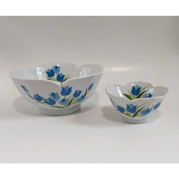 Vintage 60's 70's Flower Power Lotus Bowl Set, Japanese Nesting Lotus Bowls - Picture 7 of 10